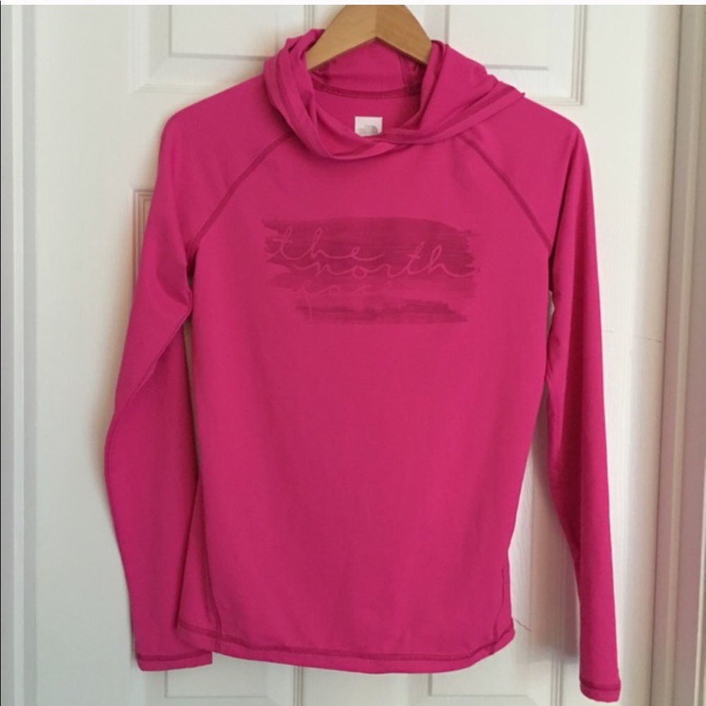 North Face Stretch Pink Hoodie. Size Small.